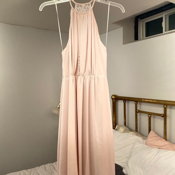 Light pink lace back partial zip hi neck H&M dress - Picture 3 of 5